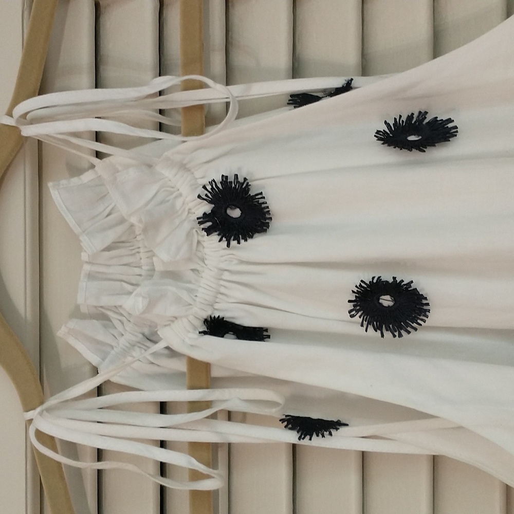 Milly White Flora Tufted Embroidered Cotton Halter Mini Dress, Women Size 2, EUC - Picture 4 of 12